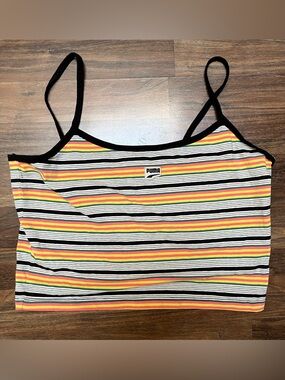 Puma Striped Spaghetti Strap Tank Top - Yellow, Orange, Red, Green, Black, White